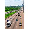 Busy multi-lane highway in a big city