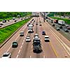 Busy multi-lane highway in a big city