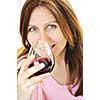 Smiling mature woman holding a glass of red wine