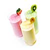 Various fruit smoothies isolated on white background