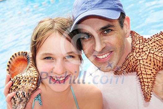 Portrait of a family enjoying tropical vacation Portrait of a family enjoying tropical vacation