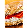 Fresh bagel with smoked salmon and cream cheese
