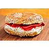 Fresh bagel with smoked salmon and cream cheese