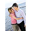 Mature romantic couple of baby boomers enjoying outdoors