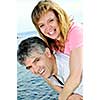 Mature romantic couple of baby boomers enjoying outdoors