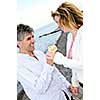 Mature couple enjoying a romantic moment with flowers