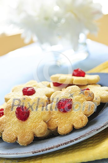 Fresh shortbread cookies served on a plate Fresh shortbread cookies served on a plate