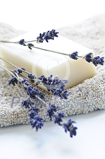 Bar of natural aromatherapy soap with dried lavender Bar of natural aromatherapy soap with dried lavender