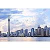 Toronto city waterfront skyline in late afternoon