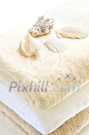 Stack of soft towels isolated on white background Stack of soft towels isolated on white background