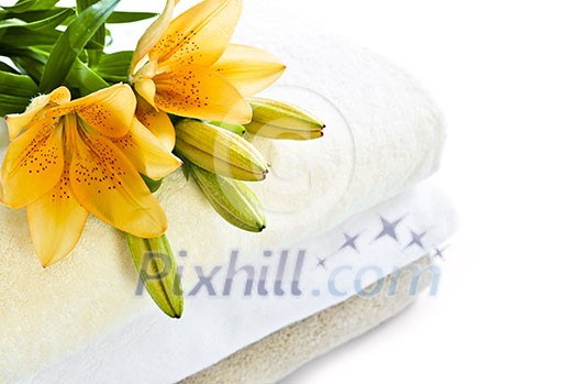 Stack of soft towels isolated on white background Stack of soft towels isolated on white background
