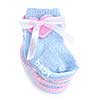 Pink and blue infant socks for baby shower with ribbon