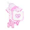 Pink infant girl clothing for baby shower isolated on white background