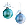 Two Christmas decorations hanging isolated on white