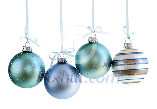 Various Christmas decoration hanging isolated on white Various Christmas decoration hanging isolated on white