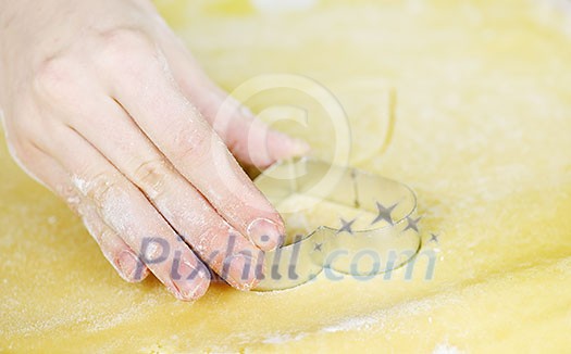 Making heart shaped shortbread cookies with cutters Making heart shaped shortbread cookies with cutters