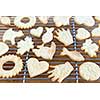 Cooling rack with fresh baked homemade shortbread cookies
