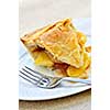 Slice of fresh apple pie on a plate