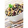 Vegeterian salad of various beans in bowl close up