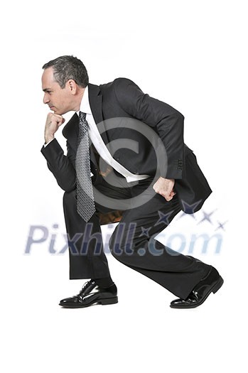 Thinking businessman in a suit isolated on white background Thinking businessman in a suit isolated on white background