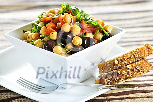 Vegetarian meal of chickpea or garbanzo beans salad Vegetarian meal of chickpea or garbanzo beans salad