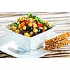 Vegetarian meal of chickpea or garbanzo beans salad