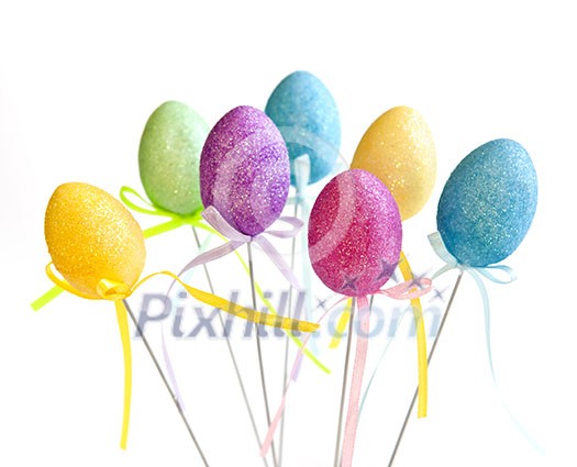 Cute Easter toy eggs isolated on white background Cute Easter toy eggs isolated on white background