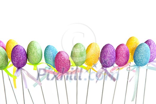 Cute Easter toy eggs isolated on white background Cute Easter toy eggs isolated on white background