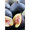 Closeup view of figs sliced in half