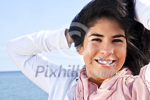 Portrait of beautiful smiling confident native american girl Portrait of beautiful smiling confident native american girl