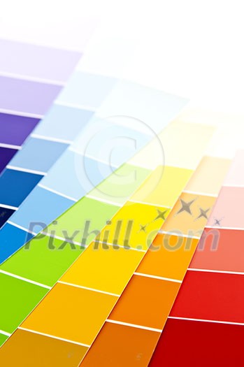 Paint sample cards of many shades and colors Paint sample cards of many shades and colors