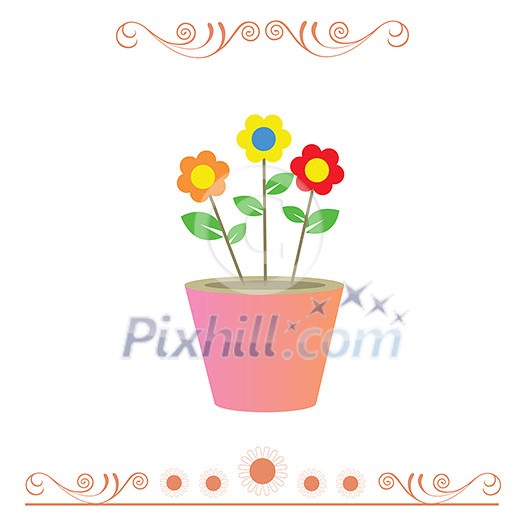 vector flowerpot in vintage frame design vector flowerpot in vintage frame design