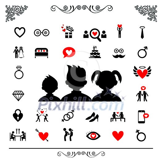 wedding and valentine icon set wedding and valentine icon set