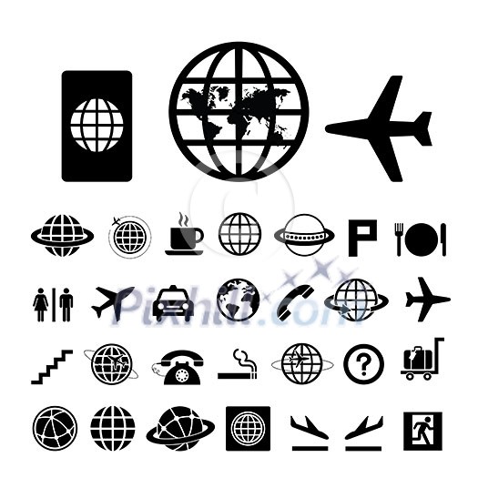 vector basic icon set for airport 