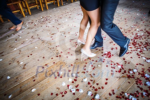 Couple dancing on a dance floor during a wedding celebration/party (motion blurred image) Couple dancing on a dance floor during a wedding celebration/party (motion blurred image)