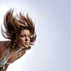 young woman with hair in motion