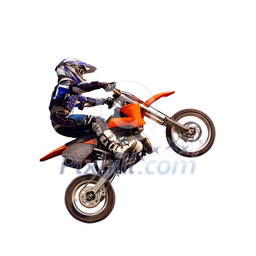 young moto rider in the air isolated on white young moto rider in the air isolated on white