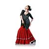 young woman dancing flamenco with fan isolated on white