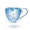 Cup made of water isolated on white background