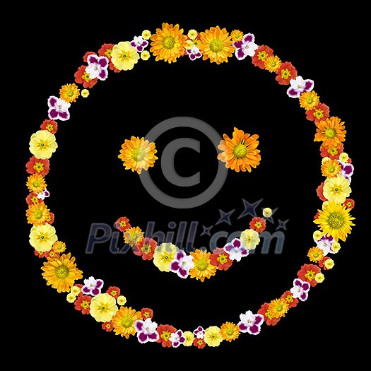 decorative smile symbol from color flowers decorative smile symbol from color flowers