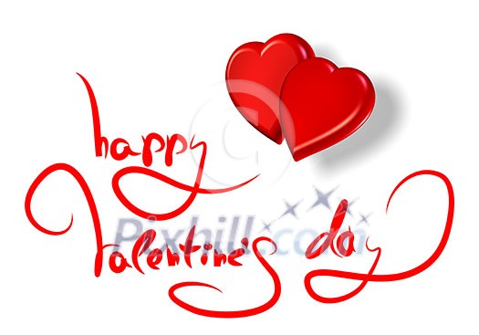 greetings for valentine's day and red hearts isolated on white greetings for valentine's day and red hearts isolated on white