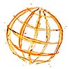abstract globe from orange water splashes isolated on white