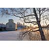 Old power plant in winter