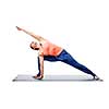Young fit woman doing Ashtanga Vinyasa Yoga asana Utthita parsvakonasana - extended side angle pose isolated on white