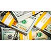 Creative business finance making money concept -  letterbox panoramic background of new 100 US dollars 2013 edition banknotes (bills) bundles close up
