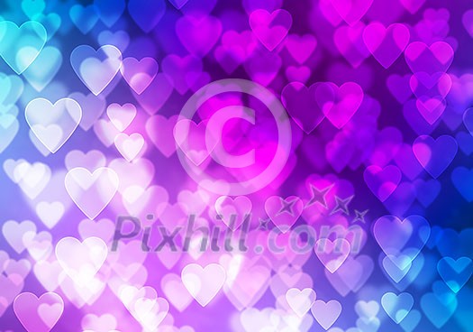 Abstract background image with bokeh lights and hearts Abstract background image with bokeh lights and hearts