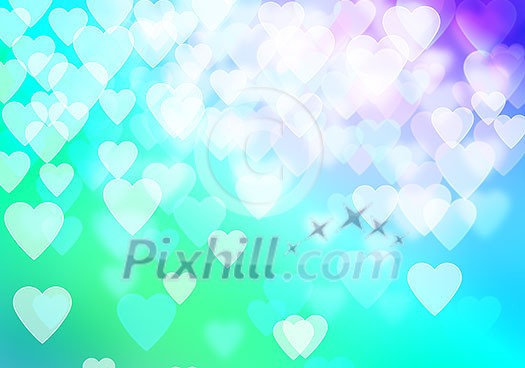 Abstract background image with bokeh lights and hearts Abstract background image with bokeh lights and hearts