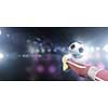Close up image of footballer foot kicking the ball