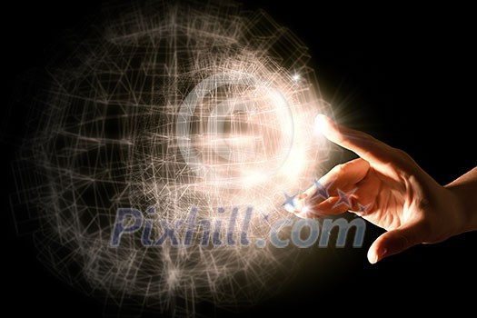 Global connection concept with digital planet in hands Global connection concept with digital planet in hands