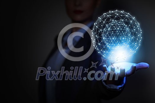 Global connection concept with digital planet in hands Global connection concept with digital planet in hands